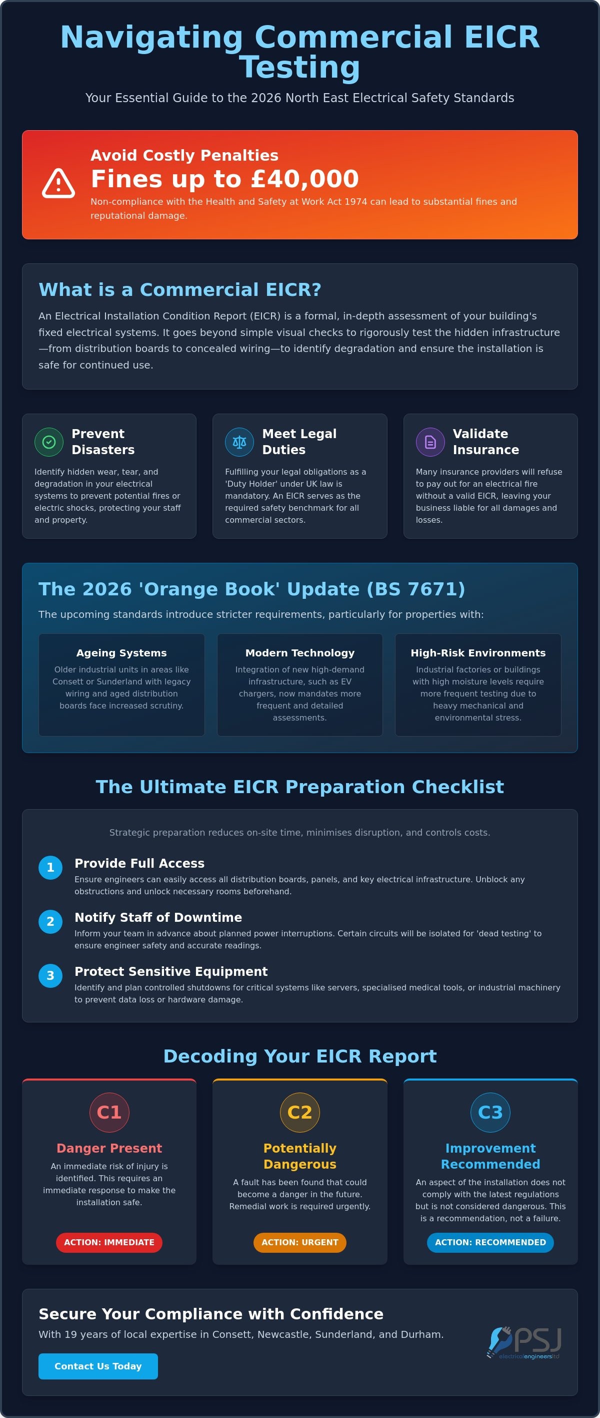 Commercial EICR Testing North East: The 2026 Compliance Checklist for Businesses